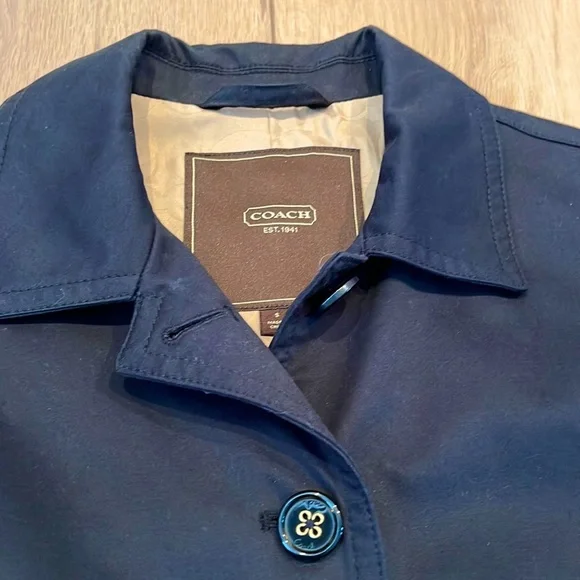 EUC COACH Vintage Black Knee Length Sateen Walking Coat Size S - Picture 4 of 5